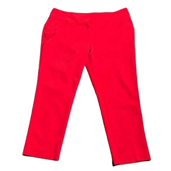 NEW YORK & Company Plus Size Stretch Cotton Ankle Skimming Tapered Leg Pants Red - Picture 1 of 7